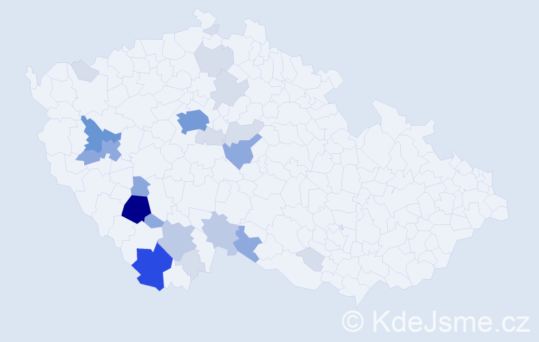 Příjmení: 'Zdychyncová', počet výskytů 76 v celé ČR