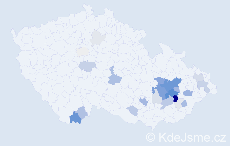 Příjmení: 'Oral', počet výskytů 95 v celé ČR