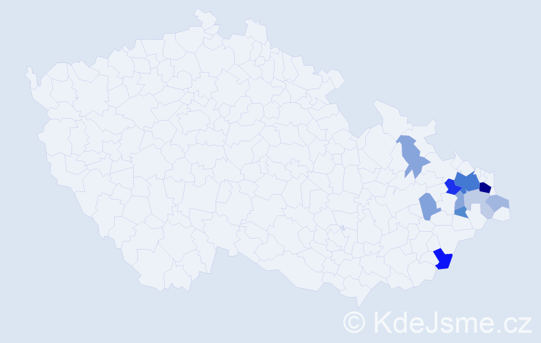 Příjmení: 'Pracuchová', počet výskytů 31 v celé ČR