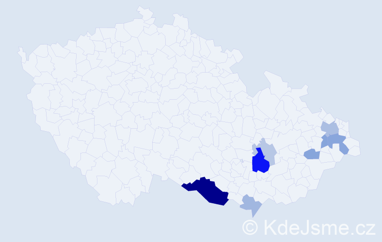 Příjmení: 'Rejta', počet výskytů 21 v celé ČR