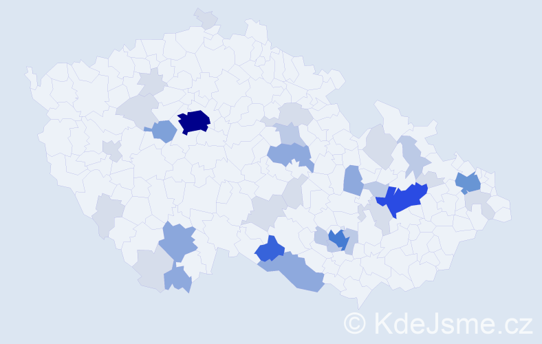Příjmení: 'Endl', počet výskytů 103 v celé ČR