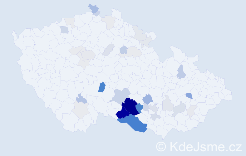 Příjmení: 'Bartesová', počet výskytů 135 v celé ČR