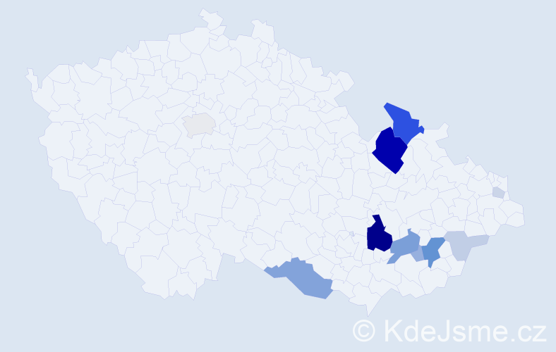 Příjmení: 'Štelc', počet výskytů 38 v celé ČR