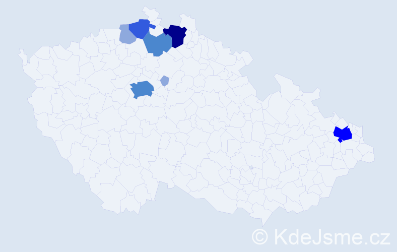 Příjmení: 'Maliariková', počet výskytů 18 v celé ČR