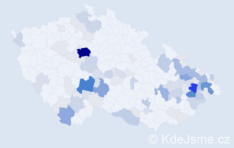 Příjmení: 'Sváčková', počet výskytů 278 v celé ČR