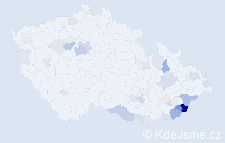 Příjmení: 'Pinďáková', počet výskytů 198 v celé ČR