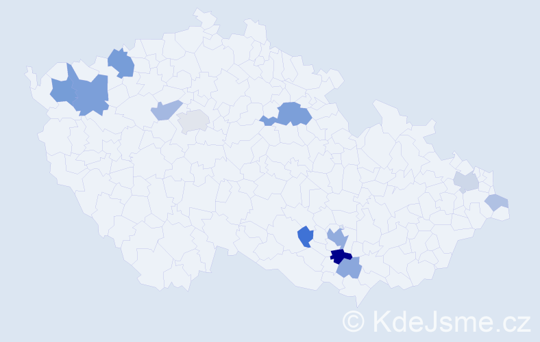 Příjmení: 'Moder', počet výskytů 33 v celé ČR
