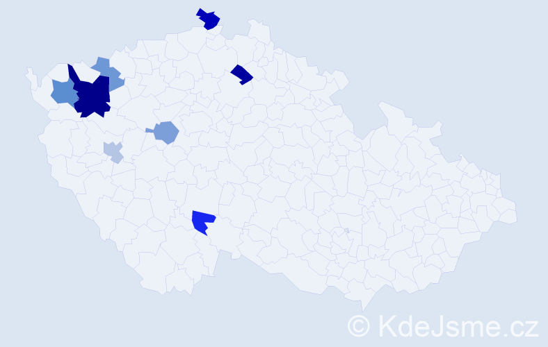 Příjmení: 'Eszenyiová', počet výskytů 14 v celé ČR