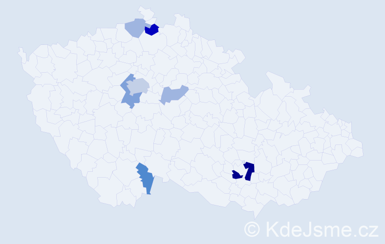 Příjmení: 'Třebenský', počet výskytů 17 v celé ČR