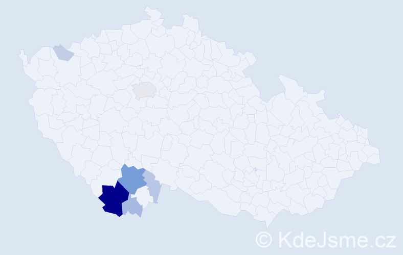 Příjmení: 'Máčová', počet výskytů 33 v celé ČR