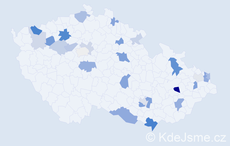Příjmení: 'Hrnčiar', počet výskytů 61 v celé ČR