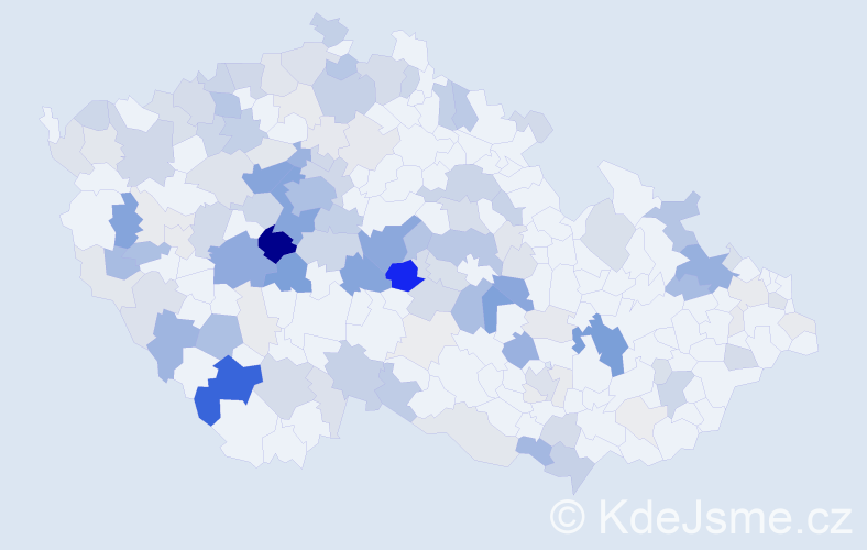 Příjmení: 'Tesárek', počet výskytů 510 v celé ČR