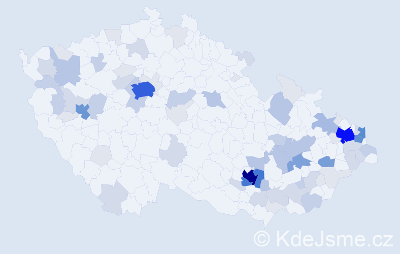 Příjmení: 'Dostal', počet výskytů 266 v celé ČR