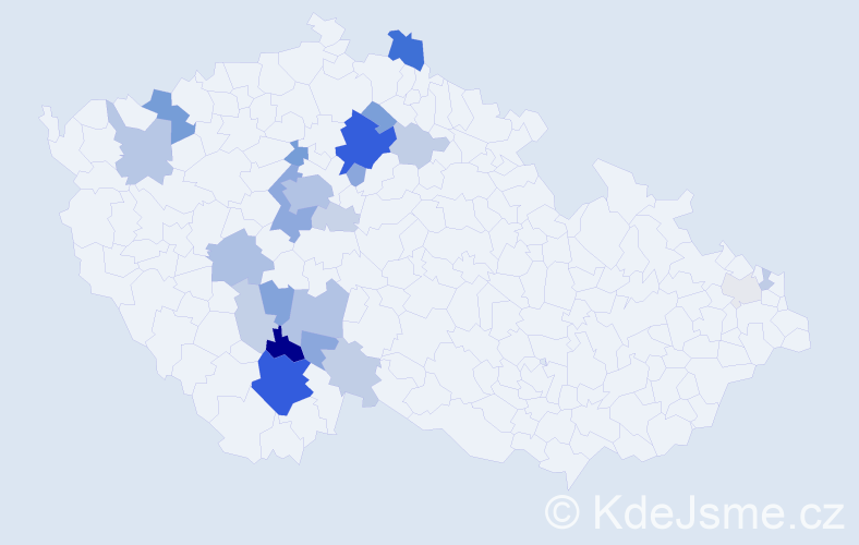 Příjmení: 'Tlášková', počet výskytů 74 v celé ČR