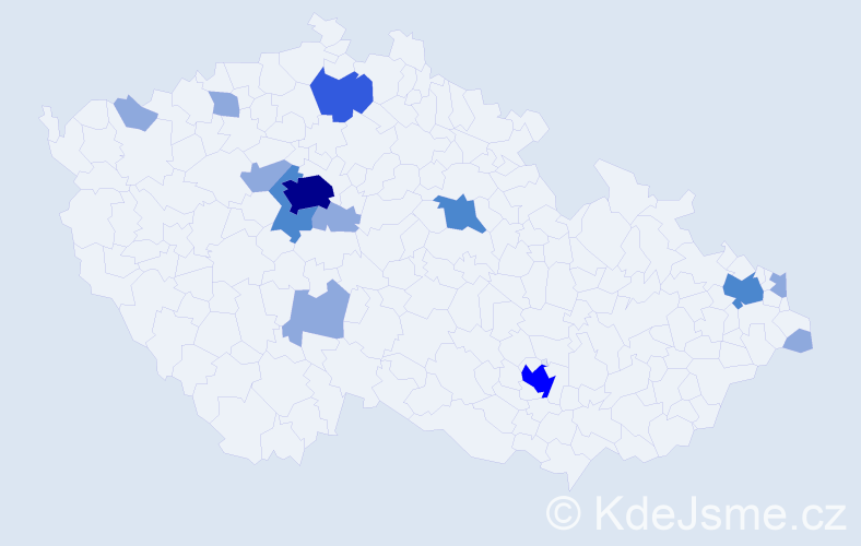 Příjmení: 'Karčová', počet výskytů 25 v celé ČR