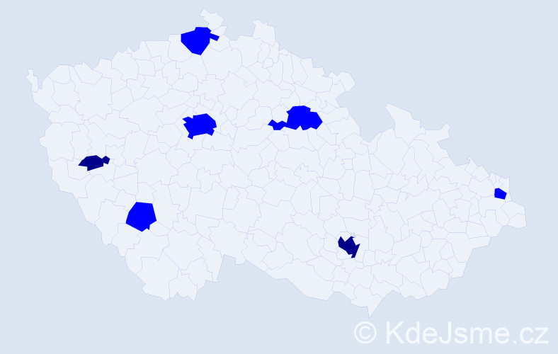 Příjmení: 'Hašanová', počet výskytů 9 v celé ČR