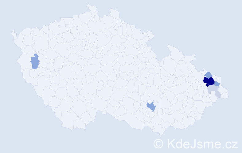 Příjmení: 'Maindová', počet výskytů 26 v celé ČR