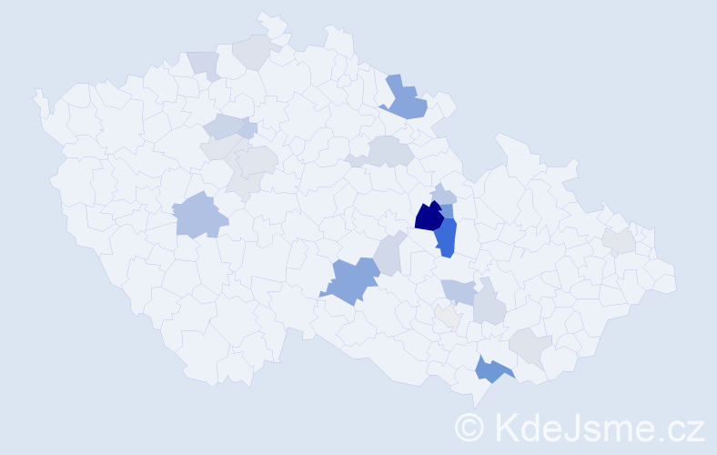 Příjmení: 'Půlkrábková', počet výskytů 63 v celé ČR