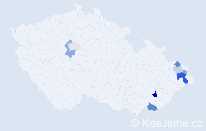 Příjmení: 'Zajvarová', počet výskytů 11 v celé ČR