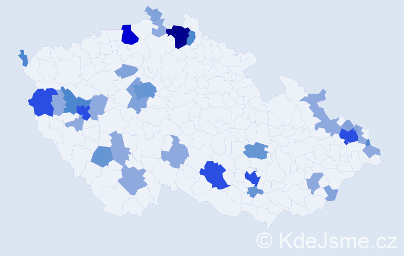 Příjmení: 'Červeň', počet výskytů 94 v celé ČR