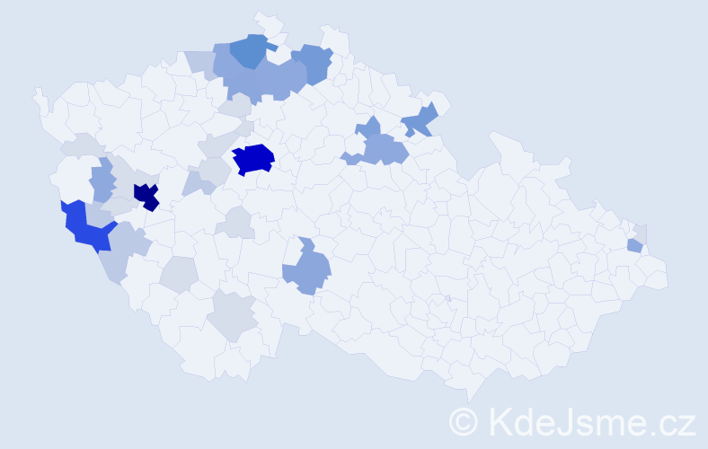 Příjmení: 'Konáš', počet výskytů 115 v celé ČR