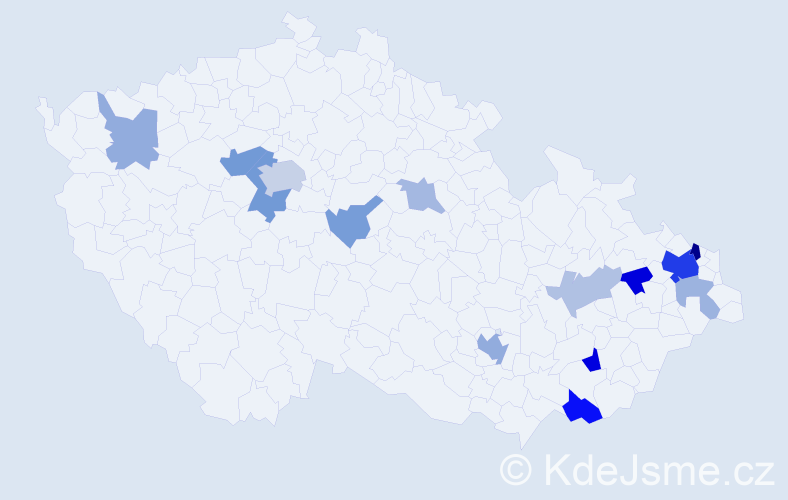 Příjmení: 'Babjak', počet výskytů 32 v celé ČR