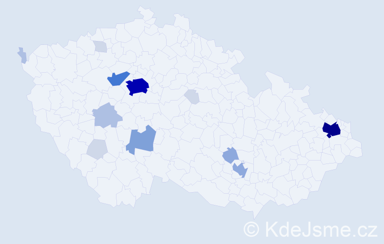 Příjmení: 'Kludská', počet výskytů 54 v celé ČR