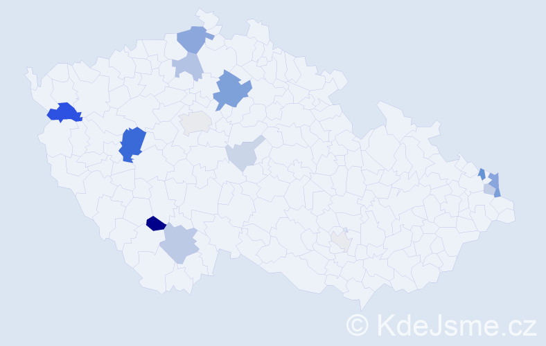 Příjmení: 'Mucek', počet výskytů 45 v celé ČR