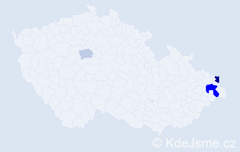 Příjmení: 'Bennet', počet výskytů 3 v celé ČR