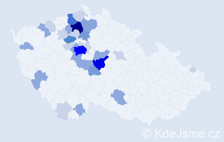 Příjmení: 'Mikyna', počet výskytů 85 v celé ČR