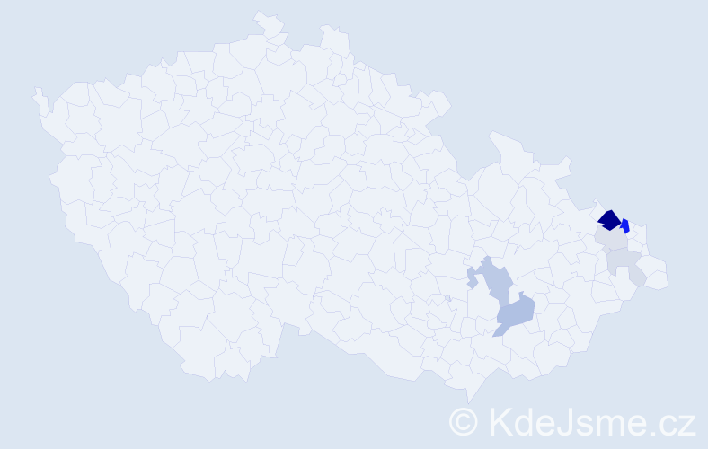 Příjmení: 'Tchuřová', počet výskytů 21 v celé ČR