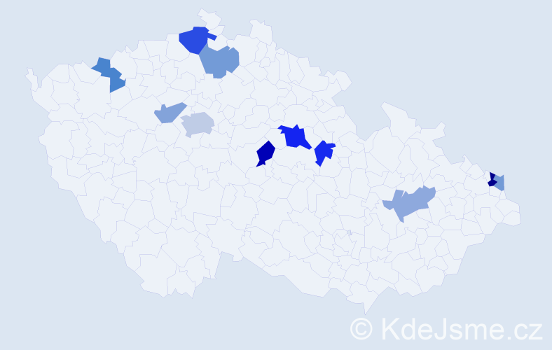 Příjmení: 'Gaál', počet výskytů 17 v celé ČR