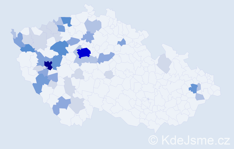 Příjmení: 'Panc', počet výskytů 129 v celé ČR