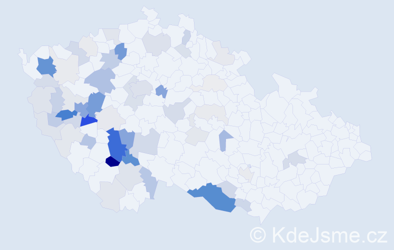 Příjmení: 'Kocová', počet výskytů 206 v celé ČR