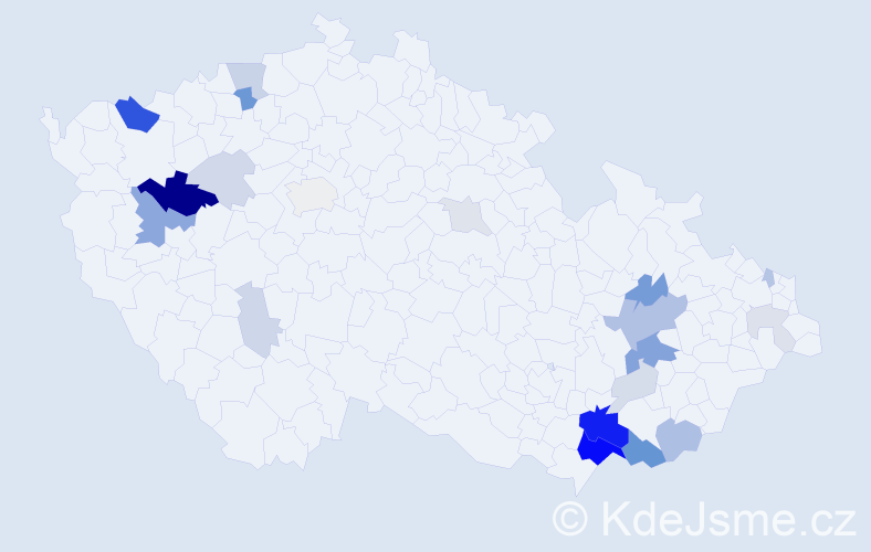 Příjmení: 'Krša', počet výskytů 66 v celé ČR