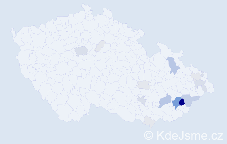 Příjmení: 'Vajďák', počet výskytů 83 v celé ČR