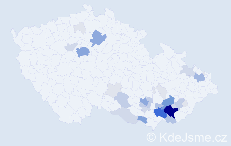 Příjmení: 'Křemečková', počet výskytů 124 v celé ČR