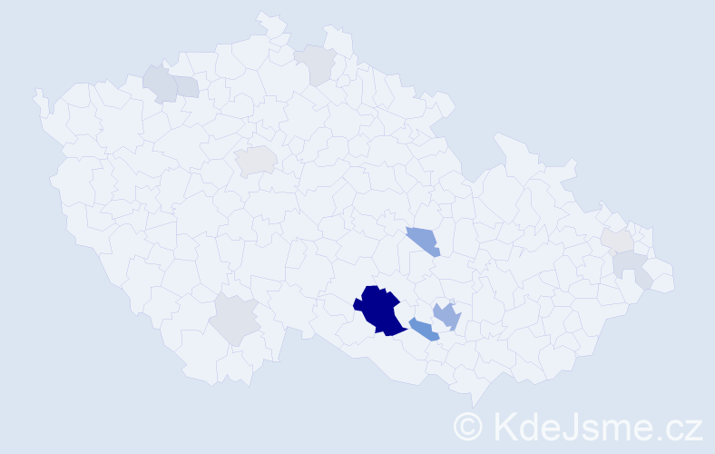 Příjmení: 'Vejmělka', počet výskytů 40 v celé ČR
