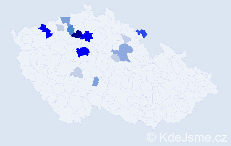 Příjmení: 'Vodochodská', počet výskytů 64 v celé ČR