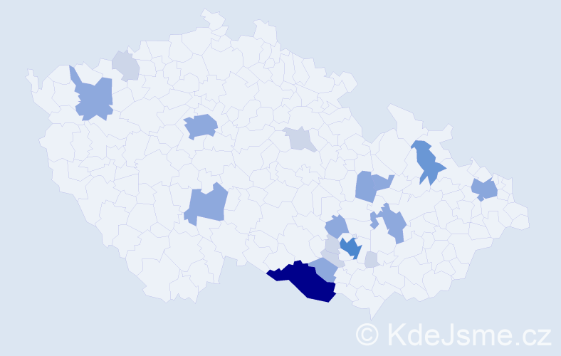 Příjmení: 'Potácel', počet výskytů 51 v celé ČR