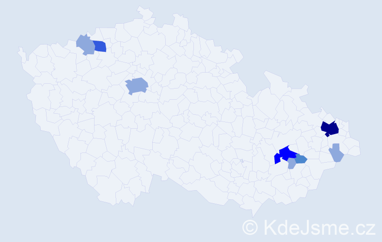 Příjmení: 'Malant', počet výskytů 18 v celé ČR