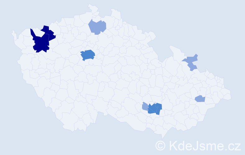 Příjmení: 'Kačeriaková', počet výskytů 20 v celé ČR