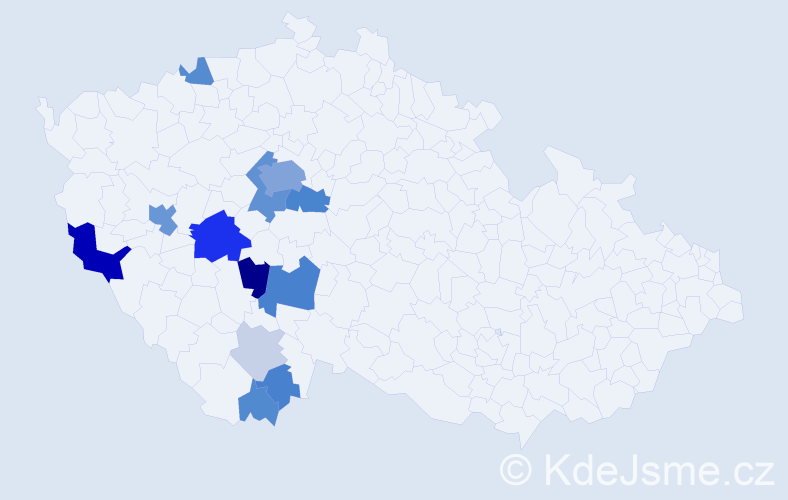 Příjmení: 'Kazimour', počet výskytů 50 v celé ČR