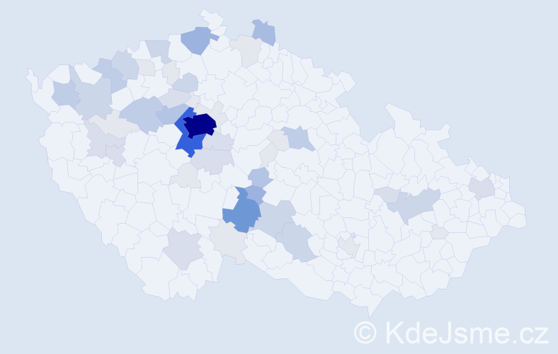 Příjmení: 'Vaňhová', počet výskytů 174 v celé ČR