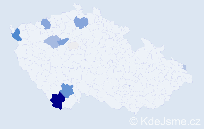 Příjmení: 'Kráková', počet výskytů 23 v celé ČR