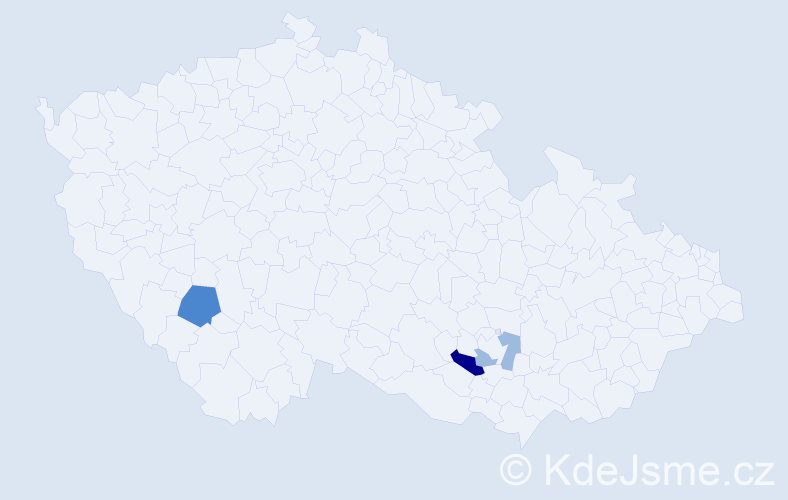 Příjmení: 'Fríbert', počet výskytů 7 v celé ČR