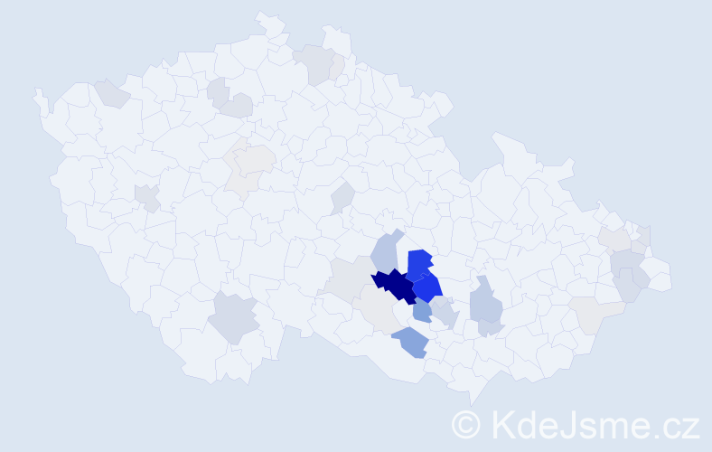 Příjmení: 'Habán', počet výskytů 130 v celé ČR
