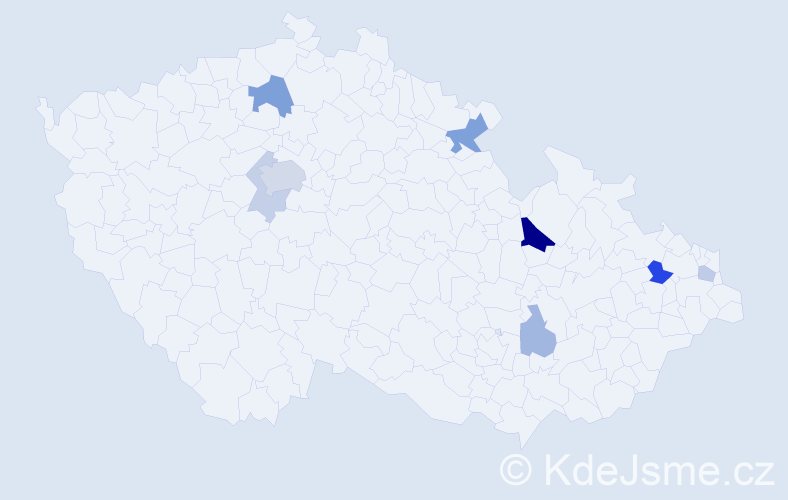 Příjmení: 'Kálmán', počet výskytů 18 v celé ČR