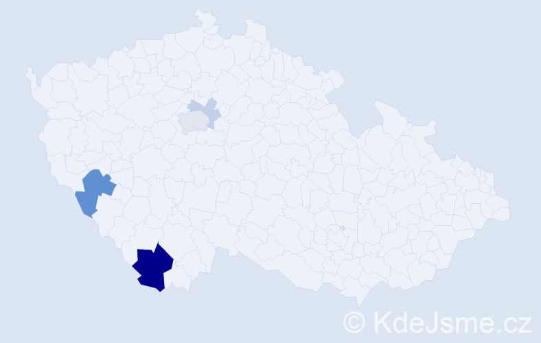 Příjmení: 'Dadková', počet výskytů 13 v celé ČR