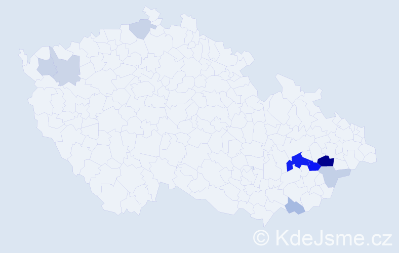 Příjmení: 'Dermíšková', počet výskytů 23 v celé ČR
